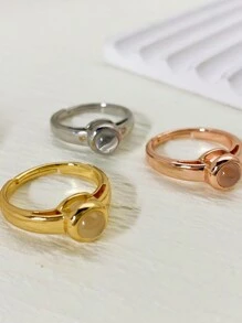 1PC Sterling Silver Custom Projection Photo Ring, Adjustable Personalized Ring, Custom Family Pet Photo Ring, Couples Ring, Anniversary Gift - Rose Gold - View 3