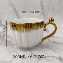 1 件白色镀金陶瓷杯，容量 200-240 毫升，适合在家或返校时喝咖啡、茶、饮用水 - 彩色 - 查看 16