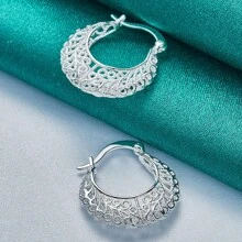 Charm 925 Silver Plated Earrings Women Engagement Jewelry Noble Beautiful Fashion Solid Party Earring Jewelry - Silver - View 4