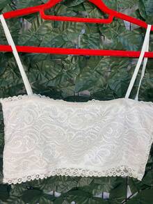 Cropped Lace Strappy Top Women's Fashion Style - 白色 - 查看 2