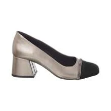 Di Valerina Women's Pumps Doll Shoes Thick Heel Square Toe Rhinestone - Old Silver/Black - View 3