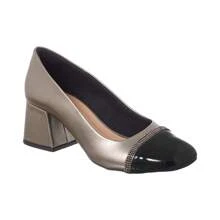 Di Valerina Women's Pumps Doll Shoes Thick Heel Square Toe Rhinestone - Old Silver/Black - View 1