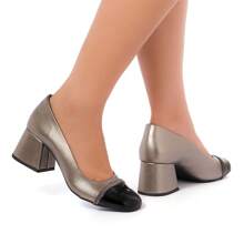 Di Valerina Women's Pumps Doll Shoes Thick Heel Square Toe Rhinestone - Old Silver/Black - View 2