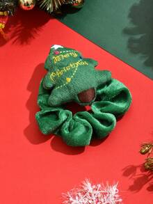 1 cái/3 cái Dây buộc tóc Giáng sinh màu trơn hình gạc tuần lộc/cây thông Noel/người tuyết, Phụ kiện tóc bằng polyester dễ thương cho Giáng sinh - Nhiều màu - Xem 8