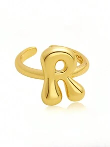 1 chiếc nhẫn 26 chữ cái tiếng Anh có thể điều chỉnh, dành cho nữ, chất liệu đồng, phù hợp để đeo hàng ngày, đi nghỉ và dự tiệc, quà tặng tùy chỉnh và cá nhân hóa cho ngày lễ, sinh nhật và kỷ niệm - nhẫn - Xem 9