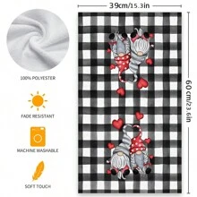 Set di 2 asciugamani da cucina contemporanei in microfibra - super morbidi, lavabili in lavatrice, asciugamani da cucina in tessuto a maglia con motivo gnomo a tema amore, 45 x 66 cm - panni da cucina in poliestere per decorazione della casa, sala da pranzo e cucina, decorazione per la casa, decorazione per feste