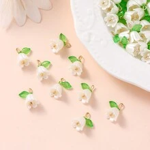 5/10/20 件亚克力珍珠铃兰花带 3D 叶子吊坠，适合 DIY 手链耳环珠宝配件 - 鈴蘭花吊墜 - 查看 9