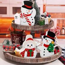 Cute Ghost Halloween Indoor Decoration, Multi-Layered Wooden Tray Decor, Witch Broom, Pumpkin Pie Party Home Display,Christmas