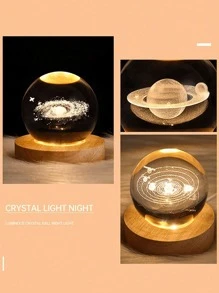 1 件装太阳系水晶球灯由水晶制成 6 厘米 3D 星系球 LED 夜灯太阳系太空主题水晶太阳系水晶夜灯适用于室内装饰照明最佳礼物