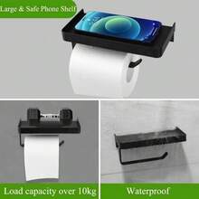 1pc Plastic Tissue Paper Towel Holder, Bathroom Tissue Roll Storage Rack With Phone Stand - Multicolor - View 4