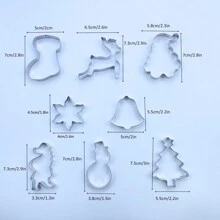 8 piezas/set, Juego de moldes para cortar galletas navideñas, molde de acero inoxidable, cortador de pan navideño, Papá Noel/Muñeco de nieve/Caballito de mar/Copo de nieve/Reno/Campanas/Calcetines/Árbol de Navidad, molde de hornear en casa, utensilios de cocina, artículos asequibles. Decoraciones navideñas Regalos navideños