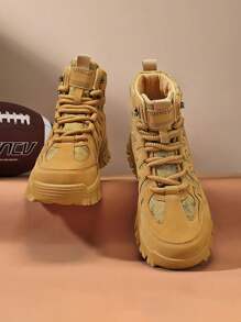 Herren Outdoor Wanderstiefel wasserdicht, rutschfest, stoßabsorbierend, Cargo Stiefel mit dicker Sohle, vielseitige Stiefel - Gelb - Übersicht 4