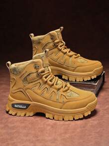 Herren Outdoor Wanderstiefel wasserdicht, rutschfest, stoßabsorbierend, Cargo Stiefel mit dicker Sohle, vielseitige Stiefel - Gelb - Übersicht 2