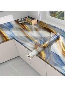 Waterproof Paper For Kitchen, Cabinet, Bathroom, Toilet, Shower Room, Wall, Tile Renewal Decoration, Moisture-Proof, Wipe-Clean, Marble Texture Wallpaper - Multicolor - View 1