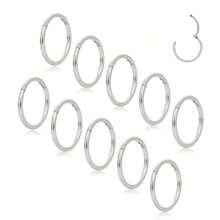 10入組16G鼻環、鼻中隔環，316L不過敏不鏽鋼Helix、軟骨、Daith穿孔首飾