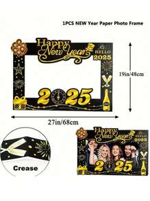 Kit di 2025 cornice per foto per festa di Capodanno e 10 accessori, decorazioni in carta per photobooth adatte per feste di vacanza, celebrazioni di Capodanno, Natale, senza piume, con motivi assortiti