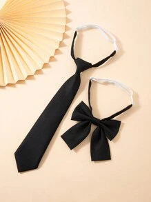 2pcs/Set 33cm Adjustable Solid Color Necktie With Bowtie Set For Boys And Girls,  Prefect For Students Uniform, Performance, Party, Etc. - Multicolor - View 11