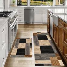 1 件木纹印花浴室垫 - 超柔软超细纤维，防滑快干，适用于厨房和浴室 - 彩色 - 查看 3