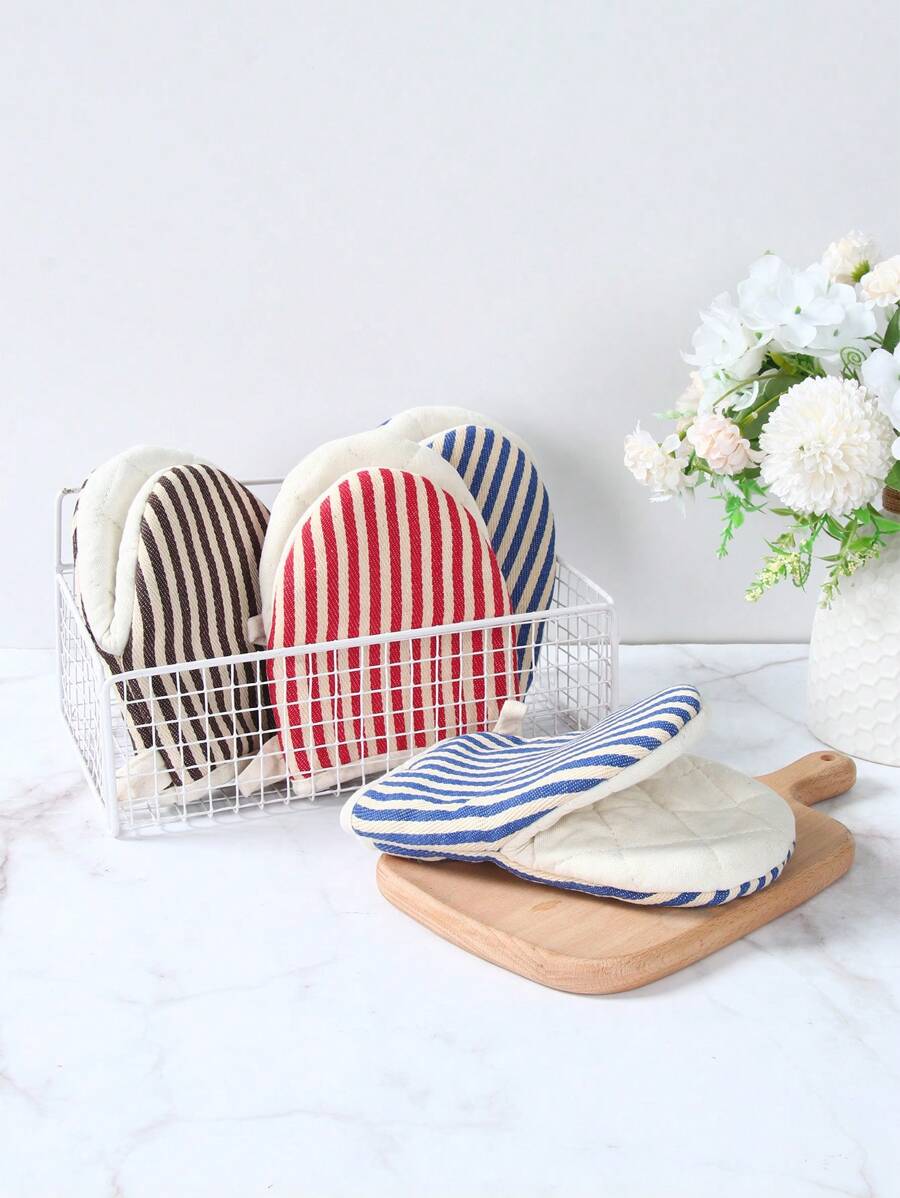 1 件条纹绝缘耐热手套，厨房烘焙隔热手套耐热微波炉手套，厨房烤箱手套防烫手套用品 - 彩色 - 查看 1