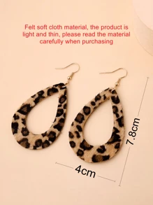 1pair Sexy Fashion Soft Leopard Pattern Felt Teardrop Shape Cutout Pendant Women Earrings
