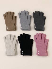 1 chiếc Găng tay cảm ứng dệt kim ngọc trai Jacquard thiết kế hình quả dứa thanh lịch cho tiệc tùng & thường ngày ấm áp dành cho phụ nữ, thích hợp cho các môn thể thao ngoài trời vào mùa thu và mùa đông - Nhiều màu - Xem 2