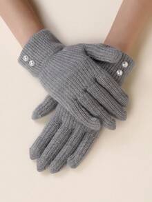 1 chiếc Găng tay cảm ứng dệt kim ngọc trai Jacquard thiết kế hình quả dứa thanh lịch cho tiệc tùng & thường ngày ấm áp dành cho phụ nữ, thích hợp cho các môn thể thao ngoài trời vào mùa thu và mùa đông - Nhiều màu - Xem 7