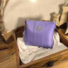 Women's Pastelzinho Bag, Small/Medium, Elegant, Luxurious, Everyday, Party, Outing, Smooth Synthetic Handle, Zipper Closure, Synthetic PU. Gaby Show - 紫色 - 查看 1