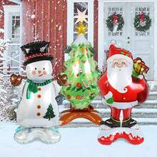 1pc Standing Santa Claus, Snowman And Christmas Tree Foil Balloons, Suitable For Christmas Party Decoration, Santa Claus Christmas Balloon Decorations, Snowman Holiday Balloon Decorations, Window Christmas Decoration Props, Christmas Decoration Props, New Year, Indoor And Outdoor Decoration - Multicolor - View 1
