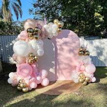106 UNIDADES Guirnalda de globos rosa y dorado, globos de confeti rosa pastel, blanco y dorado para decoración de fiestas de cumpleaños, duchas nupciales, bodas y celebraciones