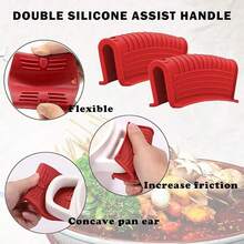 2 Giá đỡ tay cầm phụ bằng silicon, Giá đỡ tay cầm nóng, Vỏ tay cầm bằng gang, Găng tay cầm nồi, Phù hợp với nhiều kích cỡ khác nhau, Bảo vệ nhiệt độ cao lên đến 475 ° F/250 ° C, Phù hợp với vỉ nướng tráng men, Nồi đất sét, Chảo rán, Khay nướng và Đồ nấu nướng - Nhiều màu - Xem 3