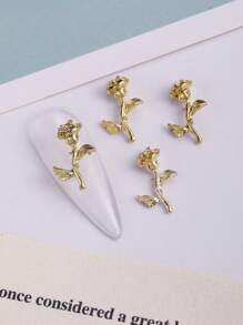 10 件玫瑰美甲配件 Y2K 风格郁金香花朵美甲装饰 3D 金属水钻美甲 DIY 配件适合情人节浪漫艺术装饰配件金银色美甲配件美甲宝石美甲用品指甲美甲饰品美甲宝石 - 彩色 - 查看 12