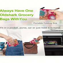 1PC/2 chiếc Túi đeo vai đa năng dung tích lớn Túi mua sắm chống thấm nước có thể tái sử dụng, gấp gọn, thích hợp để đựng cáp dữ liệu máy tính bảng, mua sắm siêu thị và đựng đồ Túi mua sắm cho nữ - Nhiều màu - Xem 3