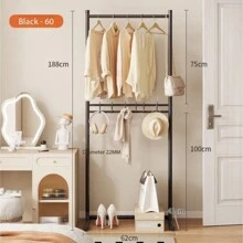 Floor Standing Double Layer Clothes Rack, Home/Bedroom Hanging Garment Rack, Bedside Luxury Clothes/Bag Storage Hanger Stand, Portable Wardrobe, Bedroom Closet, Entryway Coat Rack, Living Room Display Rack, Bathroom Storage Shelf - Multicolor - View 15