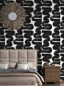 1buc, Peel & Stick Imprimat cu artă europeană Frunze de ginkgo alb-negru, gresie și hârtie de perete, decorațiuni pentru interior pentru renovarea mobilierului, detașabil, autoadeziv, impermeabil, anti-alunecare, rezistent la uzură, hârtie de vinil pentru raft și rolă de căptușeală pentru sertar pentru uz casnic, autocolante pentru renovare. Panouri de perete, hârtie de perete, tapete, articole de decorare de primăvară împrospătează-ți casa, autocolante de decor Rama