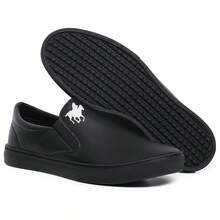 White Polo Nursing Medical Hospital Women's Slip On Sneakers Casual Yacht Shoes Easy To Wear Without Laces Comfortable - 黑色 - 查看 2