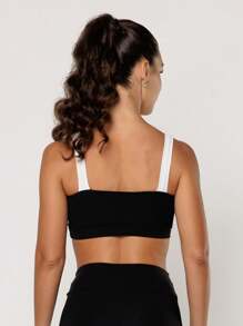 LOT FITNESS Elevate Women's Gym Set - Black Top With White Cutout And Fitness Leggings - 黑色 - 查看 5