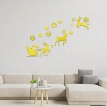 圣诞老人亚克力镜面墙贴自粘画，创意墙壁装饰，适用于儿童房、客厅 - 彩色 - 查看 2