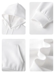 Áo hoodie tay dài có dây rút in hình mặt trời và khẩu hiệu mùa đông dành cho nữ, áo kiểu dáng rộng rãi, thoải mái, phong cách ngày lễ, trang phục mùa đông thời trang dành cho nữ, thích hợp mặc hàng ngày - trắng - Xem 2