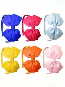 6pcs Cute Sweet Headbands With Ribbon Bow, Colorful Hair Hoops, Elegant Hair Styling Accessories