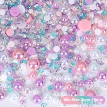 1.060Z，彩色树脂美甲珍珠和水钻用于服装装饰，半圆形平底珍珠用于美甲装饰美甲用品指甲美甲饰品美甲宝石 - 彩色 - 查看 22