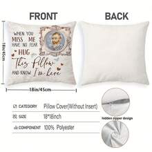 定制 - “当你”照片抱枕套，个性化礼物，家居装饰靠垫套，适用于沙发、客厅、户外，双面印刷，拉链开合，不含枕芯 - 彩色 - 查看 4