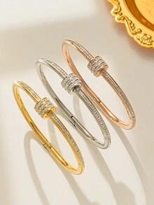 1 件不锈钢 18K 镀金奢华手工水晶配饰环绕式手链首饰，不褪色，适合女士 - 不銹鋼手鐲 - 查看 1