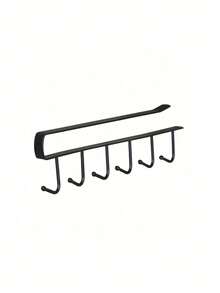 1 Stück Eisenhaken Tassen Halter Aufbewahrungsregal mit 6 Haken, geeignet für Schränke, Töpfe und Schaufelregale sowie Aufbewahrungsregale, die kein Bohren erfordern