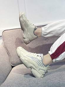 男士高帮运动鞋，新款时尚高帮休闲鞋，四季运动鞋，男士时尚休闲鞋 - 米色 - 查看 1