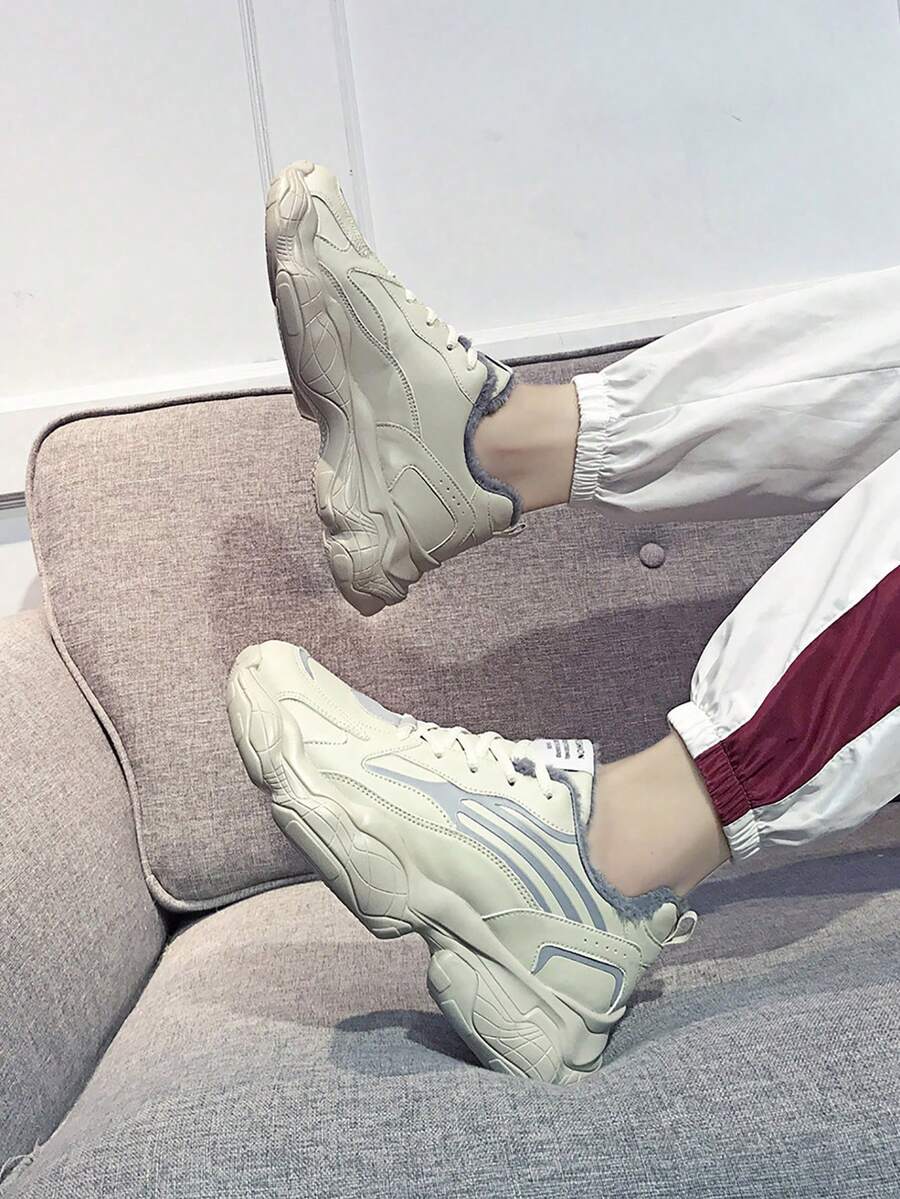 男士高帮运动鞋，新款时尚高帮休闲鞋，四季运动鞋，男士时尚休闲鞋 - 米色 - 查看 1