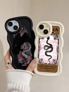 2 件蛇皮印花手机壳，深色手机壳，小众奢华礼品印花手机壳，黑色/白色兼容 iPhone 和 Galaxy，情侣手机壳，挚友手机壳，手机壳，iPhone 手机壳，iPhone 11/13/14/15/15 Pro Max 手机壳，iPhone 16/16 Pro/16 Plus/16 Pro Max 手机壳，Galaxy 手机壳 - 彩色 - 查看 2