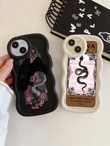 2 件蛇皮印花手机壳，深色手机壳，小众奢华礼品印花手机壳，黑色/白色兼容 iPhone 和 Galaxy，情侣手机壳，挚友手机壳，手机壳，iPhone 手机壳，iPhone 11/13/14/15/15 Pro Max 手机壳，iPhone 16/16 Pro/16 Plus/16 Pro Max 手机壳，Galaxy 手机壳 - 彩色 - 查看 3