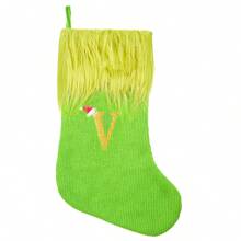 1pc Personalized Green Fluffy Stocking With Embroidered Lettering - 18 "Holiday Home And Party Decorations, Decorations, Stockings, Home Decor, Venue Decor, Large Knitted Green Furies, Lettering Stockings, Best Gifts Birthday Christmas Decorations Room Decor Christmas Winter Christmas Decorations Home Christmas Gifts Christmas Decor - Green - View 24