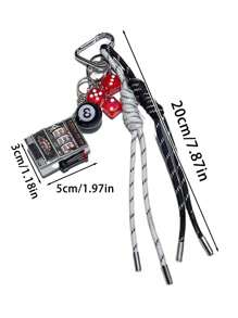 黑色8游戏骰子钥匙扣编织绳创意小众个性爱心网球游戏机编织登山复古心形配饰钥匙扣情侣编织吊坠手链汽车钥匙扣包包挂件日常时尚搭配生日礼物派对礼物圣诞礼物周年纪念礼物送给好朋友女朋友男朋友家人同学Y2K感恩节 - 彩色 - 查看 8