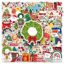 100 张圣诞礼物圣诞贴纸圣诞快乐贴纸可爱贴纸圣诞贺卡贴纸节日贴纸乙烯基防水贴纸适用于水瓶、笔记本电脑、手机、滑板、剪贴簿、日记礼物 - 彩色 - 查看 2